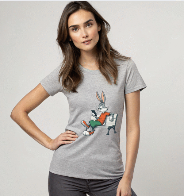 "Chill Bunny Scroll Tee" T-shirt - Image 3